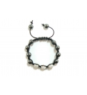 3 Bead White Shamballa and Hematite Bracelet